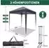 LuxusKollektion Faltpavillon 2x2m grau, wasserdicht, UV-Schutz 50+, 4 Seitenteile, 420D Oxford