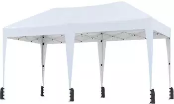 Costway Faltpavillon 3x6m, Pop-up, wasserdicht, UV 50+, weiß