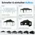 LuxusKollektion Faltpavillon 3x6m Spitzdach mit Seitenwänden, Stahlrahmen, schwarz, UV50+