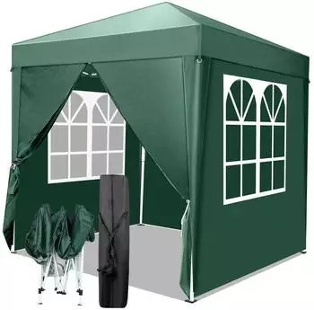 LuxusKollektion Faltpavillon 2x2m, gr&uuml;n, wasserdicht, UV-Schutz 50+, 4 Seitenteile
