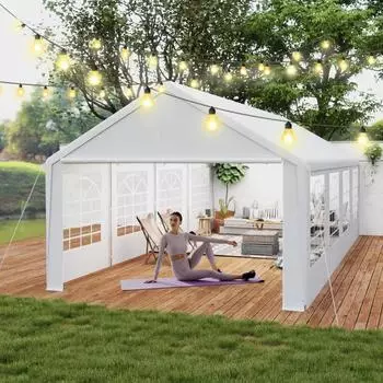 LuxusKollektion Partyzelt 4x8m, wei&szlig;, PE 200g, Stahlrahmen, wasserdicht