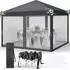 LuxusKollektion Faltpavillon 3x3m wasserdicht UV50+ mit 4 Mesh-Seitenteilen, dunkelgrau
