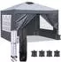 LuxusKollektion Pop-Up Faltpavillon 3x3m, anthrazit, wasserdicht, UV-Schutz 50+, 4 Seitenwände