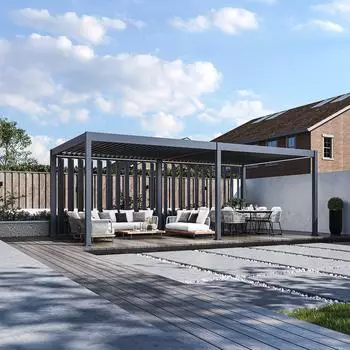 Weide Pergola Sichtschutzwand 3,6m mit kippbaren Lamellen, anthrazit (WE-P-V-360-ANT-VTB)