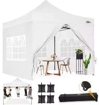 COBIZI Faltpavillon 3x3m wasserdicht, winterfest, mit 4 Seitenteilen