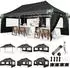 LuxusKollektion Faltpavillon 3x6m wasserdicht UV50+ mit 6 Seitenwänden, schwarz