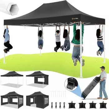 LuxusKollektion Pop-up Faltpavillon 3x4,5m wasserdicht mit 4 Seitenteilen