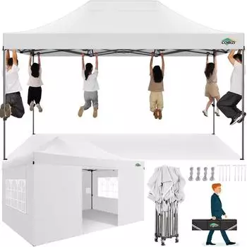 LuxusKollektion Faltpavillon 3x4,5m wasserdicht, UV-Schutz, 4 Seitenteile, wei&szlig;