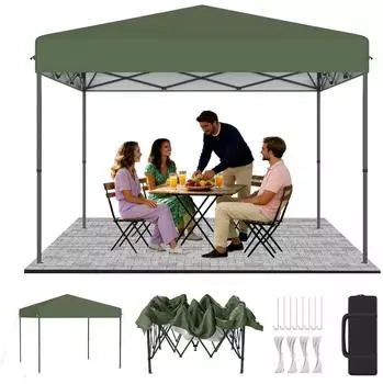 LuxusKollektion Pop-Up Pavillon 3x3m faltbar, h&ouml;henverstellbar 240-260cm, gr&uuml;n