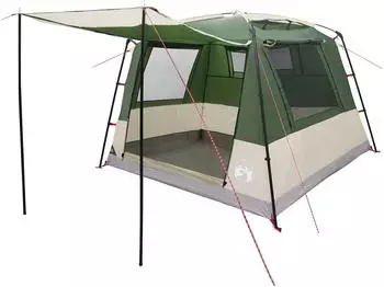 vidaXL Partyzelt 10 Personen, gr&uuml;n, 185T Polyester mit Polyurethanbeschichtung
