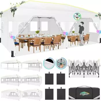 COBIZI Faltpavillon 3x6m wasserdicht winterfest, 6 Seitenwände, weiß