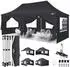 LuxusKollektion Faltpavillon 3x6m wasserdicht UV50+ 420D Oxford schwarz mit 6 Seitenwänden