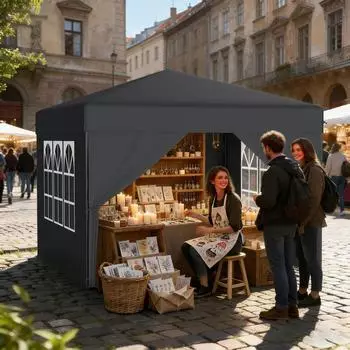 LuxusKollektion Faltpavillon 3x3m anthrazit, wasserdicht, h&ouml;henverstellbar, 4 Seitenw&auml;nde