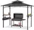 LuxusKollektion Grillpavillon 244x138x250cm mit Bartresen, Doppelschichtdach, UV-Schutz, grau