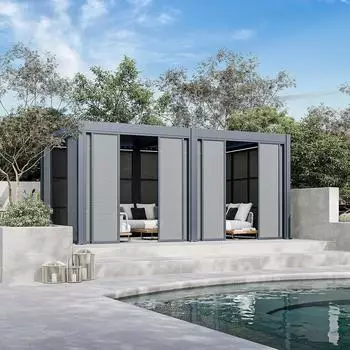 Weide Slim Frame Schiebepaneel Textil anthrazit f&uuml;r Pergola 2,65m
