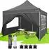 LuxusKollektion Faltpavillon 3x3m grau, wasserdicht, 4 Seitenteile, UV-Schutz 50+