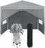 LuxusKollektion Faltpavillon 3x3m mit Seitenteilen und Fenstern, Polyester, grau, wasserdicht, UV-Schutz