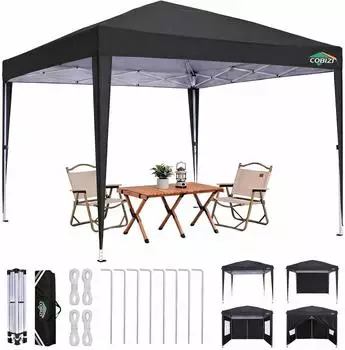 COBIZI Faltpavillon 3x3m wasserdicht, 4 Seitenw&auml;nde, UV-Schutz, schwarz