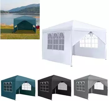 LuxusKollektion Faltpavillon 3x3m wasserdicht, UV-Schutz 50+, dunkelgr&uuml;n, 4 Seitenteile