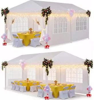 Gerster Faltpavillon 3x6m, wasserdicht, blau, mit Seitenw&auml;nden