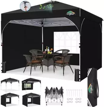 LuxusKollektion Faltpavillon 3x3m wasserdicht UV-Schutz 50+ mit 3 Seitenw&auml;nden, schwarz