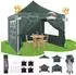 LuxusKollektion Faltpavillon 3x3m grau, wasserdicht, mit 4 Seitenwänden