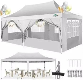 COBIZI Faltpavillon 3x6m wasserdicht mit 6 Seitenteilen, weiß