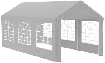 LuxusKollektion Partypavillon 3x6m mit 4 Seitenw&auml;nden, wasserdicht, grau