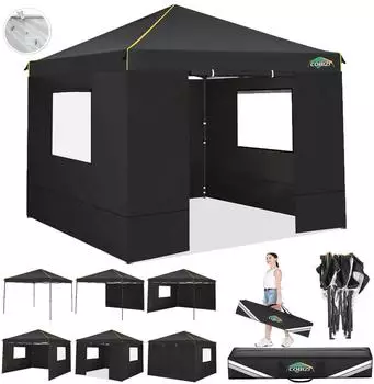 LuxusKollektion Faltpavillon 3x3m mit 4 Seitenteilen, wasserdicht, UV 50+, schwarz