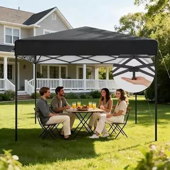 LuxusKollektion Faltpavillon 3x3m anthrazit, wasserdicht, UV50+, Stahlrahmen