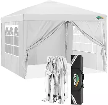 LuxusKollektion Faltpavillon 3x3m mit 6 Seitenw&auml;nden, wasserdicht, wei&szlig;