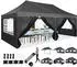 Gerster Faltpavillon 3x6m wasserdicht UV50+ mit 6 Seitenwänden, schwarz