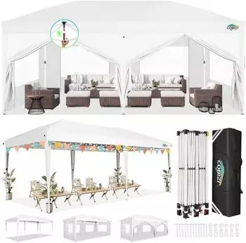 LuxusKollektion Faltpavillon 3x6m wei&szlig;, 6 Seitenteile, wasserdicht, UV-Schutz
