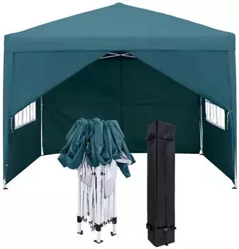 LuxusKollektion Faltpavillon 3x3m mit Seitenteilen, Fenstern, wasserdicht, UV-Schutz, gr&uuml;n