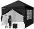 LuxusKollektion Crown Shades Faltpavillon 3x3m, wasserdicht, 4 Seitenteile, UV-Schutz 50+, schwarz