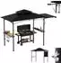 LuxusKollektion Grillpavillon mit Seitenmarkise, Doppeldach, Stahl, schwarz