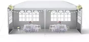 LuxusKollektion Partyzelt 3x6m mit Seitenteilen und Fenstern, grau, wasserdicht, UV-Schutz
