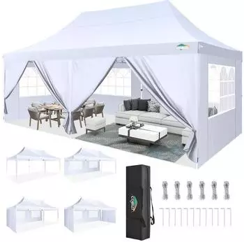 COBIZI Faltpavillon 3x6m wasserdicht UV-Schutz 50+ mit 6 Seitenwänden