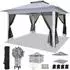 COBIZI Faltpavillon 3x3m Doppeldach mit Moskitonetz, grau
