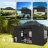 LuxusKollektion Faltpavillon 3x4,5m wasserdicht UV50+ mit 4 Seitenteilen, schwarz