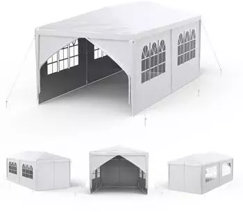 LuxusKollektion Gartenpavillon 3x6m, wei&szlig;, wasserdicht, 6 Seitenw&auml;nde