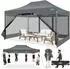 COBIZI Faltpavillon 3x4,5m wasserdicht UV-Schutz mit 4 Mesh-Seitenwänden, grau
