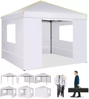 LuxusKollektion Faltpavillon 3x3m mit 4 Seitenteilen, wei&szlig;, wasserdicht UV 50+