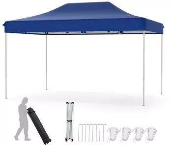 Costway Pop-Up Faltpavillon 3x4,5m höhenverstellbar, wasserdicht, blau (ZB34502ZK)
