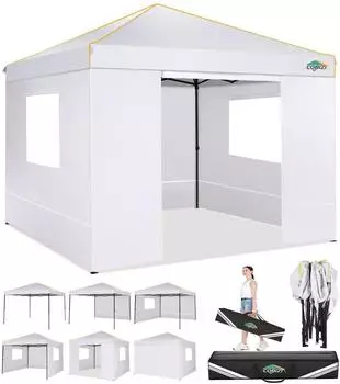 LuxusKollektion Faltpavillon 3x3m wei&szlig;, wasserdicht, UV-Schutz 50+, 4 Seitenteile