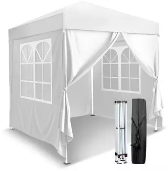 LuxusKollektion Faltpavillon 2x2m, wasserdicht, höhenverstellbar, grau, 4 Seitenteile (216216)