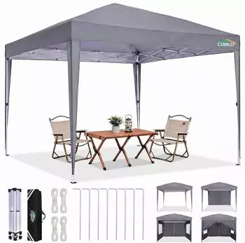 LuxusKollektion Faltpavillon 3x3m grau, 4 Seitenwände, UPF 50+, wasserdicht