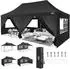 LuxusKollektion Faltpavillon 3x6m schwarz mit 6 Seitenwänden, UV-Schutz 50+, wasserdicht