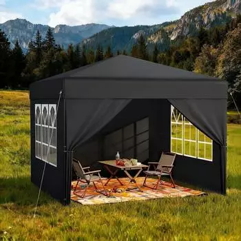 LuxusKollektion Faltpavillon 2,5x2,5m anthrazit, 4 Seitenw&auml;nde, wasserdicht, h&ouml;henverstellbar