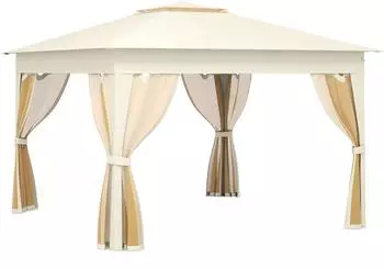 Costway Pop-Up Faltpavillon 3,3x3,3m mit 4 Moskitonetzen, Doppeldach, beige (ZB34505NQ)